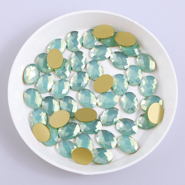 Egg Shape Green Opal Flat Back Fancy Rhinestones WholesaleRhinestone