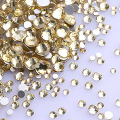 Mixed Sizes Light Yellow Glass FlatBack Rhinestones For Nail Art Silver Back WholesaleRhinestone