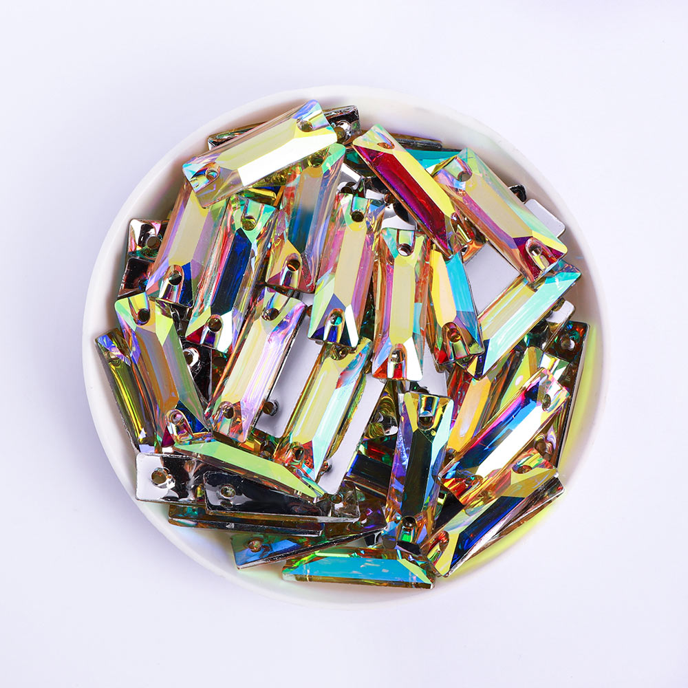 Cosmic Baguette Crystal AB Resin Sew-on Rhinestones For Dance Costume Secondary image