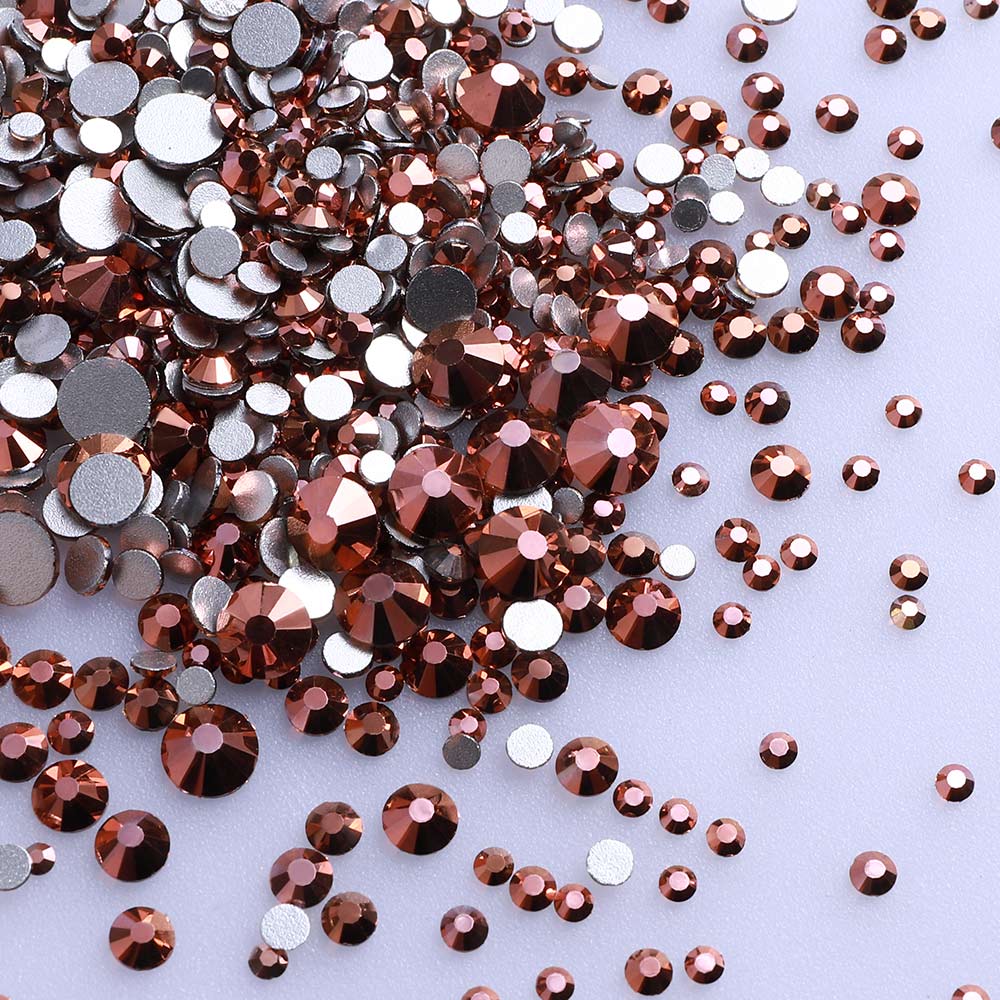 Mixed Sizes Rose Gold Glass FlatBack Rhinestones For Nail Art Silver Back WholesaleRhinestone