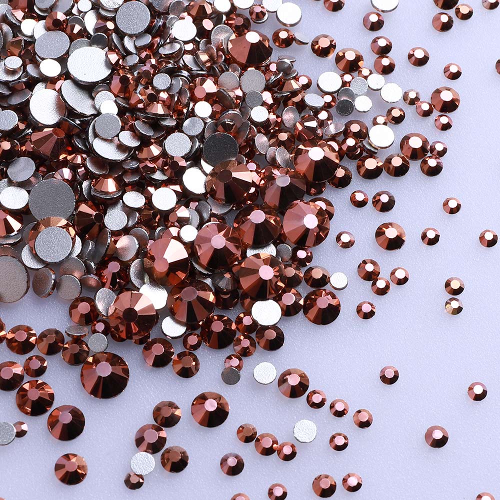 Mixed Sizes Rose Gold Glass FlatBack Rhinestones For Nail Art Silver Back Secondary image