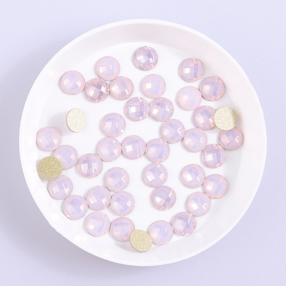 Rund form lyserød opal flad ryg fancy rhinestones Sekundært billede