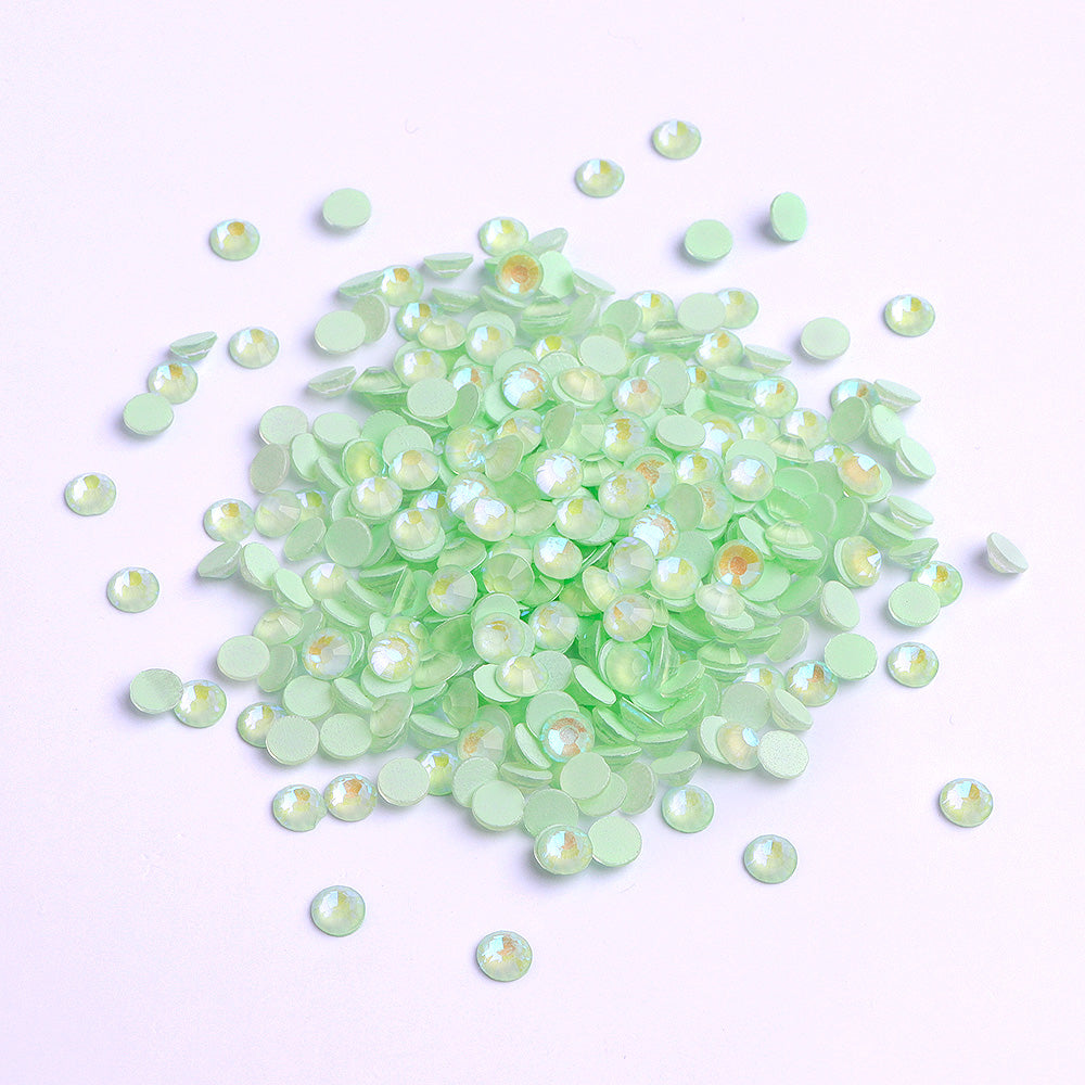 Mocha Light Green Glass FlatBack Luminous Rhinestones For Nail Art WholesaleRhinestone