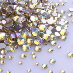 Mixed Sizes Light Yellow AB FlatBack Rhinestones For Nail Art Silver Back WholesaleRhinestone