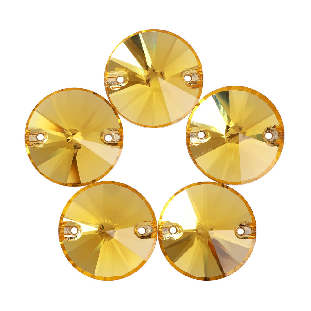 Light Topaz Rivoli Shape High Quality Glass Sew-on Rhinestones WholesaleRhinestone