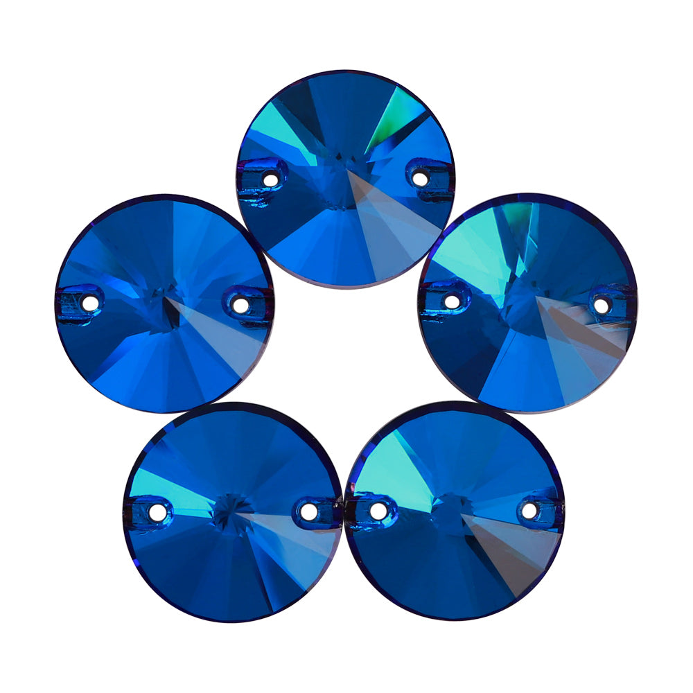 Bermuda Blue Rivoli  Shape High Quality Glass Sew-on Rhinestones WholesaleRhinestone