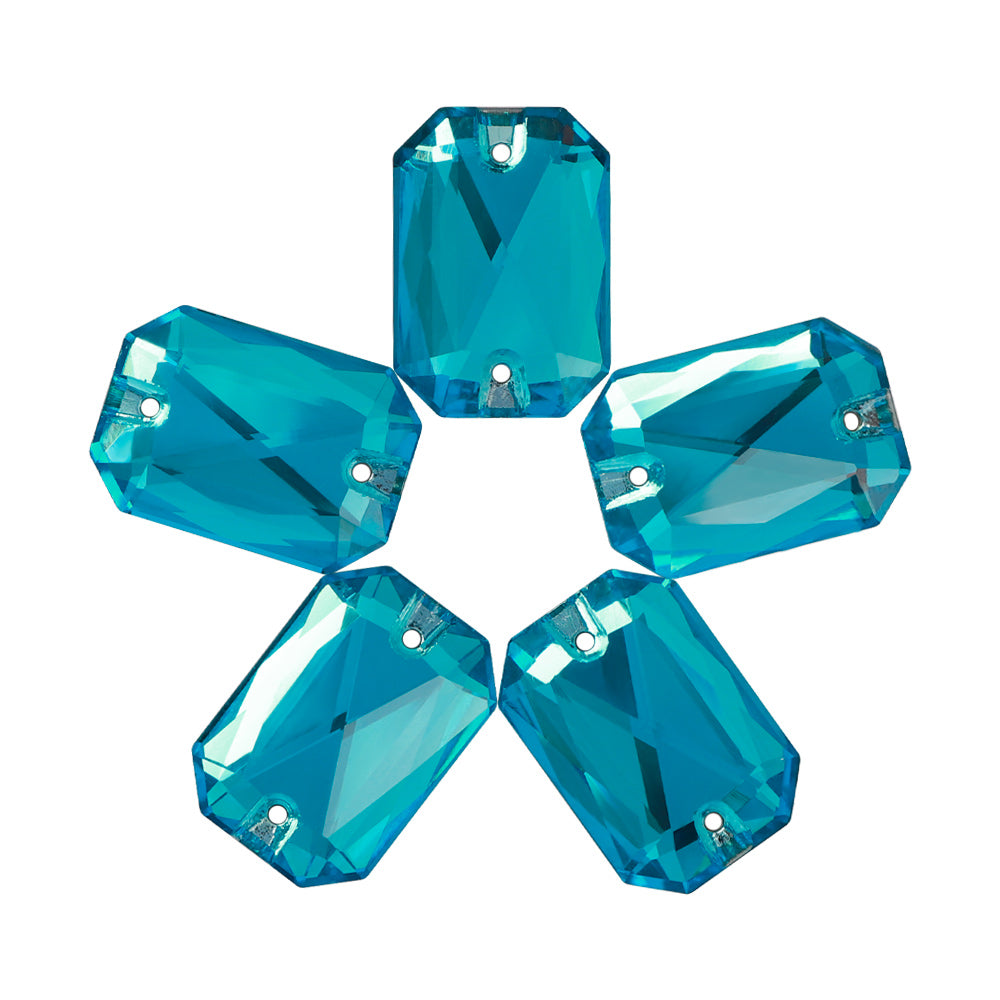 Aquamarine Octagon Shape High Quality Glass Sew-on Rhinestones WholesaleRhinestone