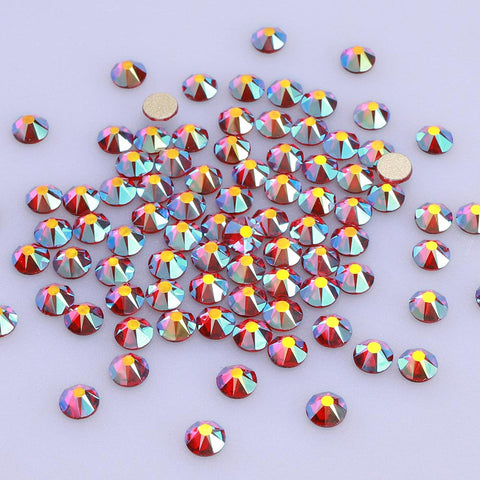 Siam AB Glass Flat Back Glue-On Rhinestones 16 Cut Facets WholesaleRhinestone