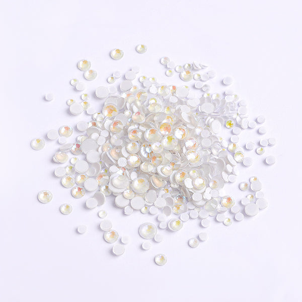 Mixed Sizes Mocha SS White FlatBack Luminous Rhinestones For Nail Art WholesaleRhinestone