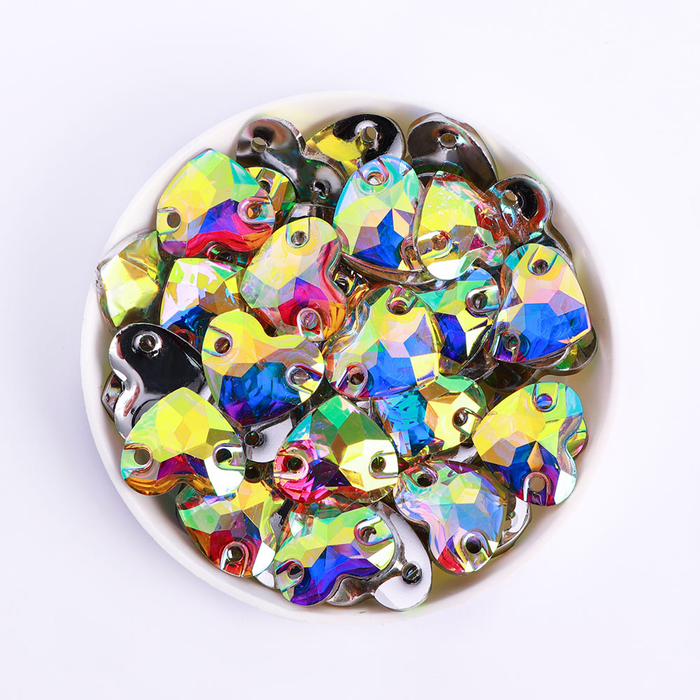 Heart Crystal AB Resin Sew-on Rhinestones For Dance Costume Secondary image