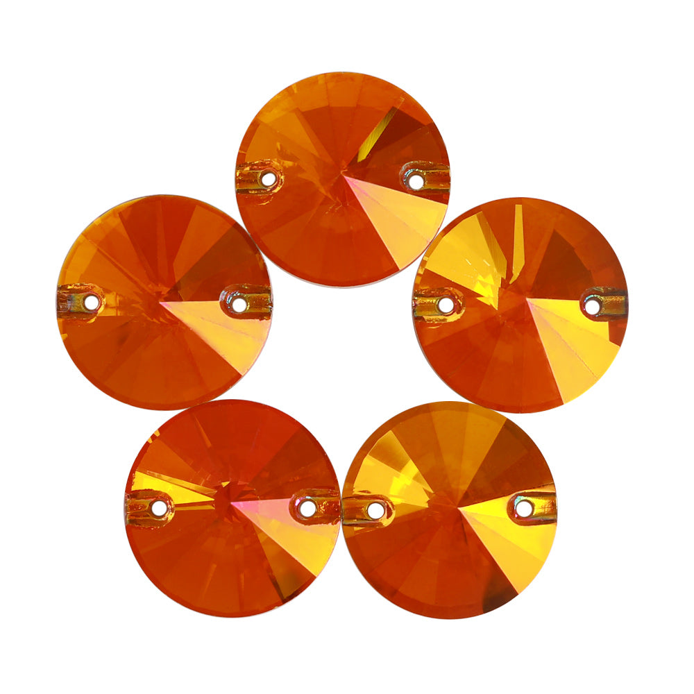 Copper Rivoli  Shape High Quality Glass Sew-on Rhinestones WholesaleRhinestone