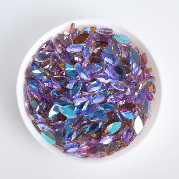 Navette Shape Charm Purple Flat Back Fancy Rhinestones WholesaleRhinestone