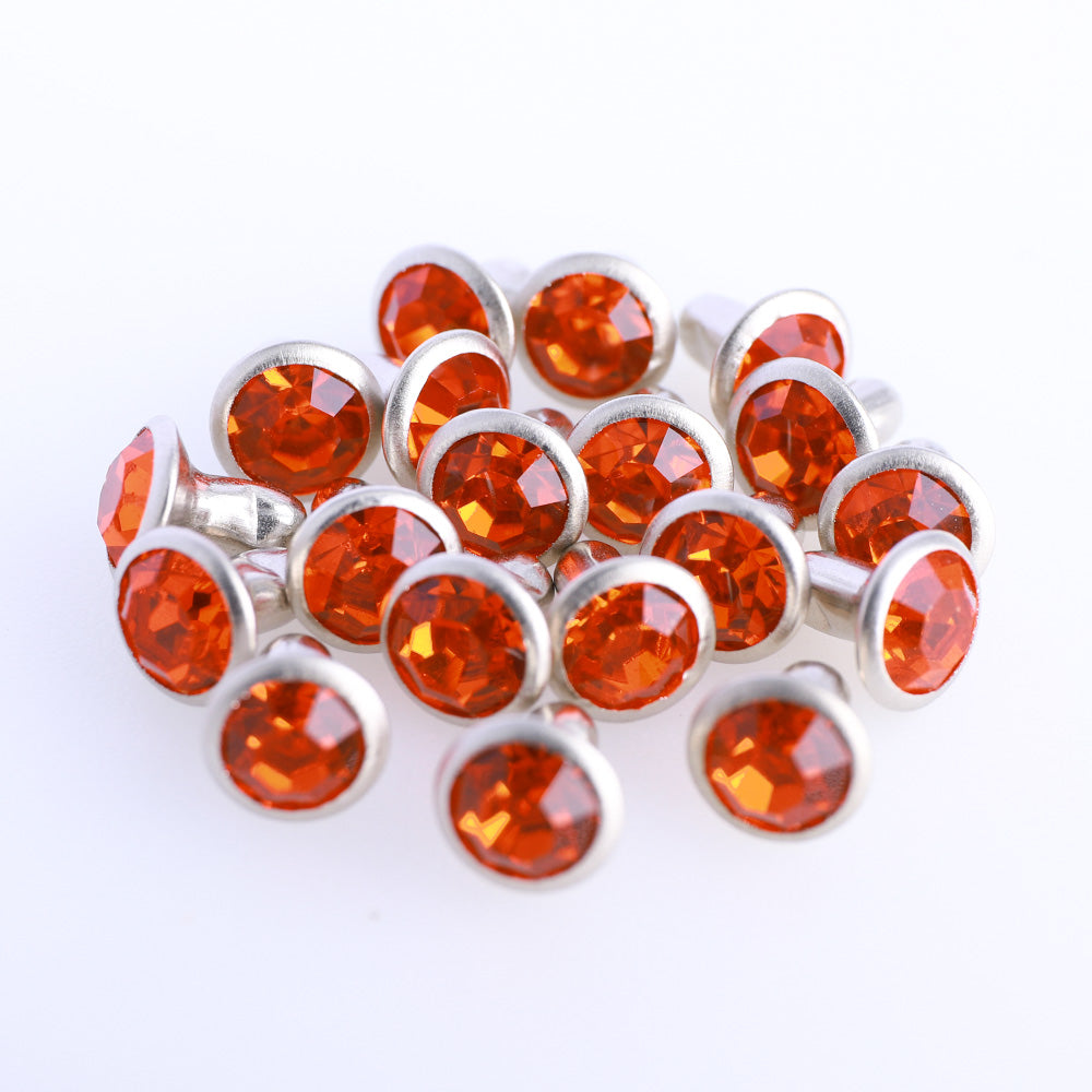 100 Sets Orange Glass Rhinestone Rivets for Leather Craft DIY Making Secondary image