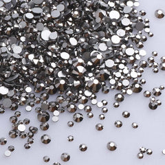 Mixed Sizes Hematite Glass FlatBack Rhinestones For Nail Art, Silver Back WholesaleRhinestone