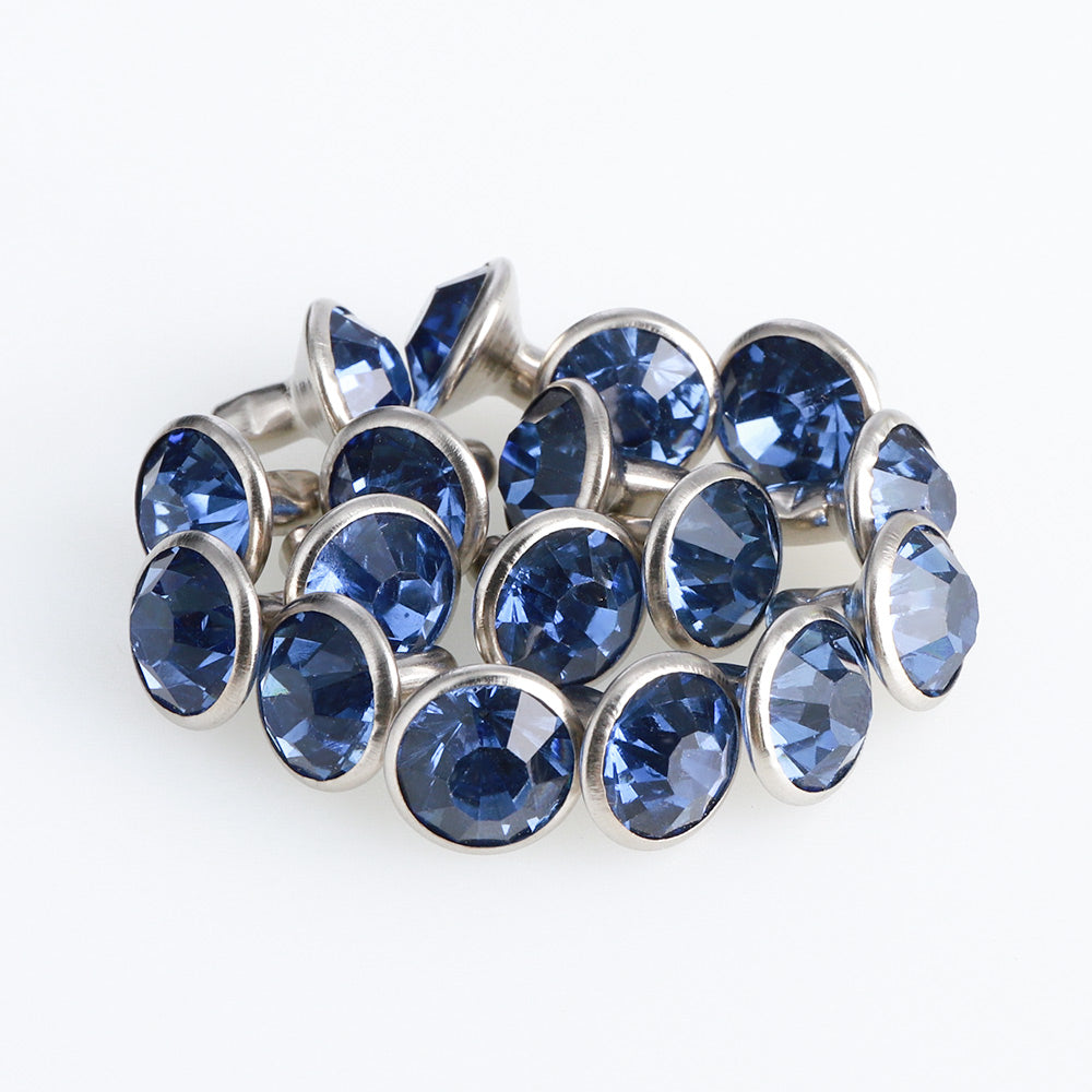 100 Sets Light Blue Glass Rhinestone Rivets for Leather Craft DIY Making Secondary image