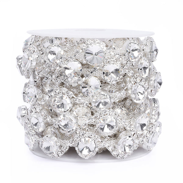 Sew-on Crystal Glass Rivoli Rhinestone Trim Chain Applique RA135 WholesaleRhinestone