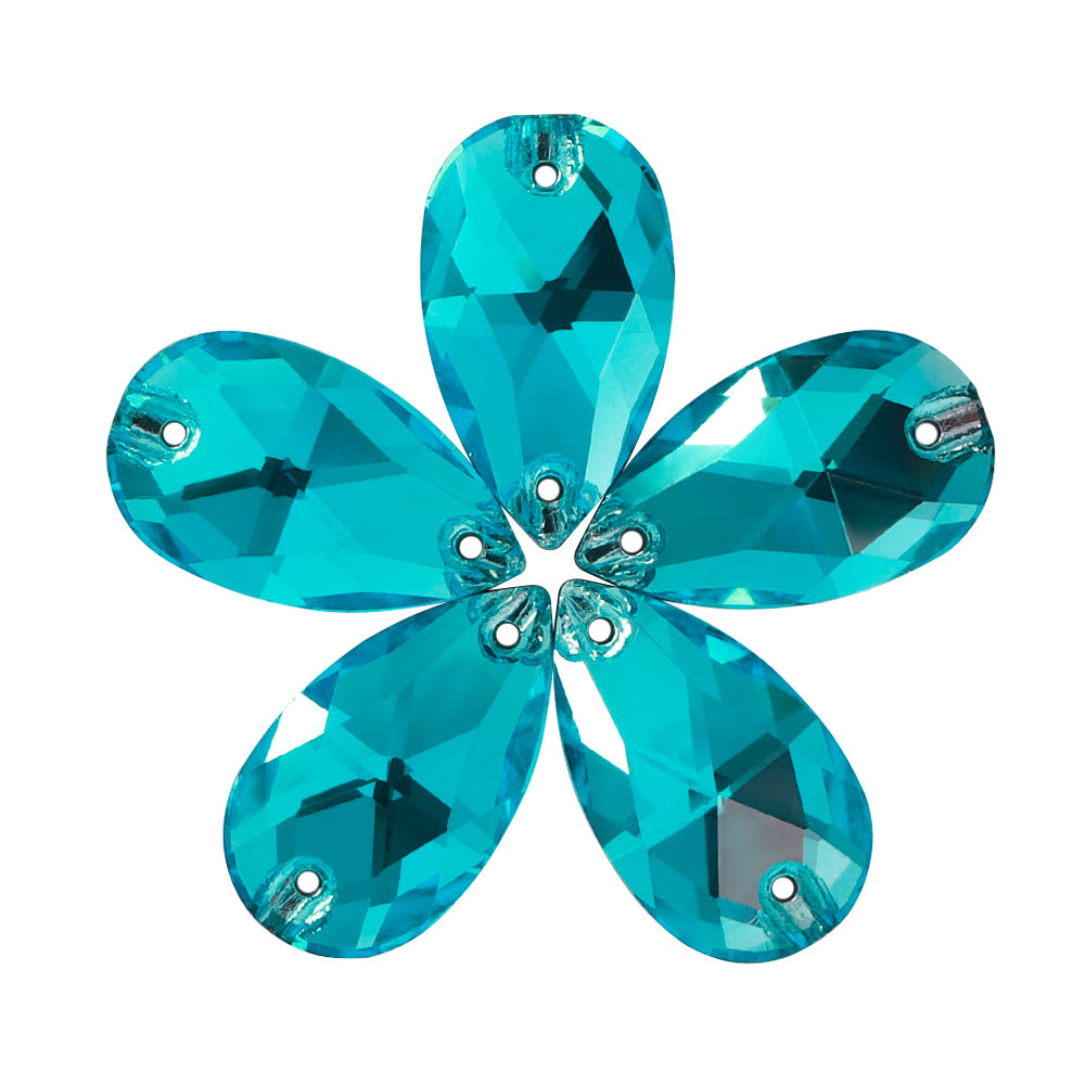 Aquamarine Drop Shape High Quality Glass Sew-on Rhinestones WholesaleRhinestone