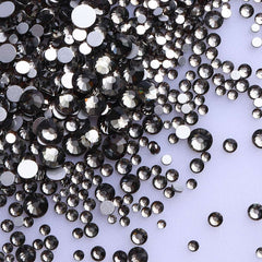 Mixed Sizes Black Diamond Glass FlatBack Rhinestones For Nail Art Silver Back WholesaleRhinestone