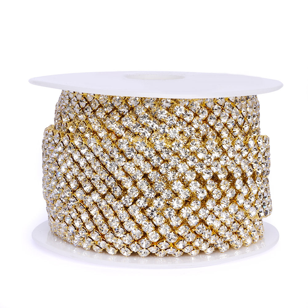 Sew-on Crystal Glass Round Rhinestone Trim Chain Applique RA1124 Secondary image