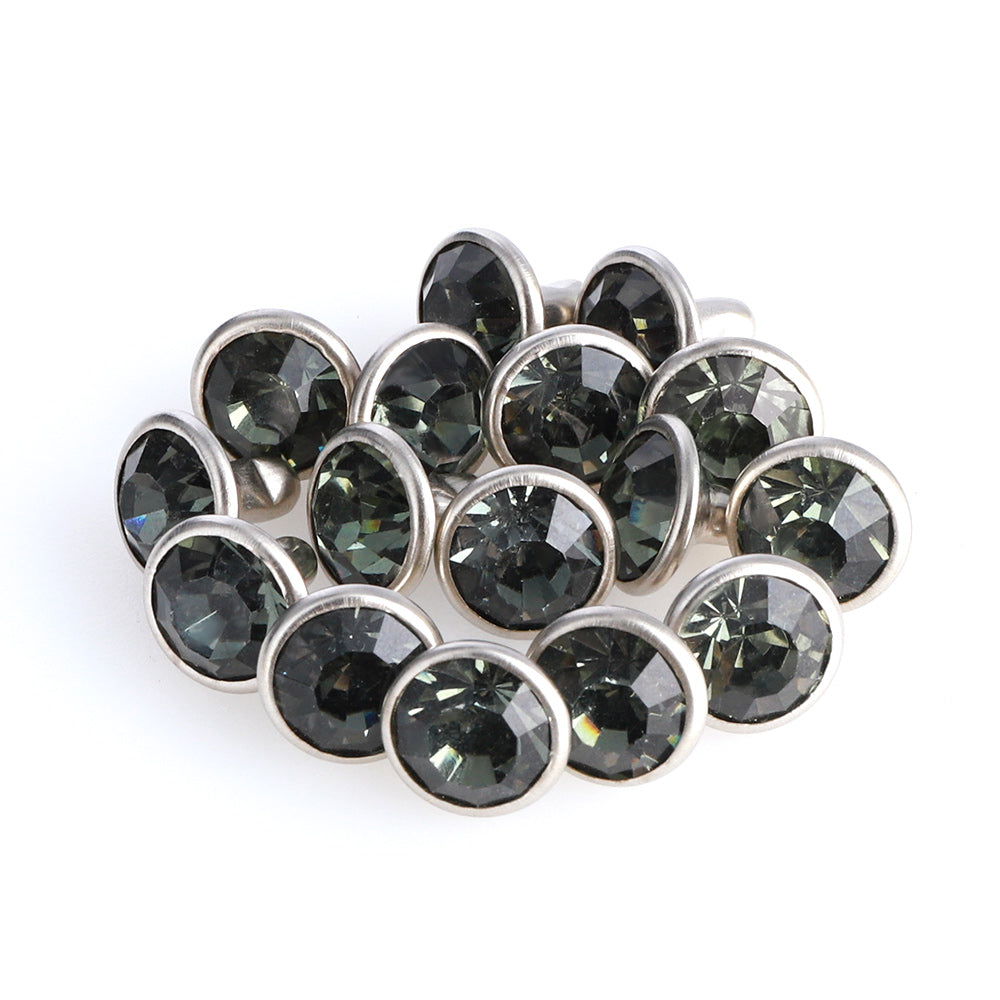 100 Sets Black Diamond Glass Rhinestone Rivets for Leather Craft DIY Making WholesaleRhinestone