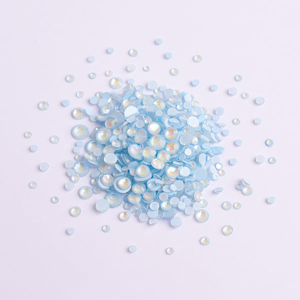 Mixed Sizes Mocha SS Light Blue FlatBack Luminous Rhinestones For Nail Art WholesaleRhinestone