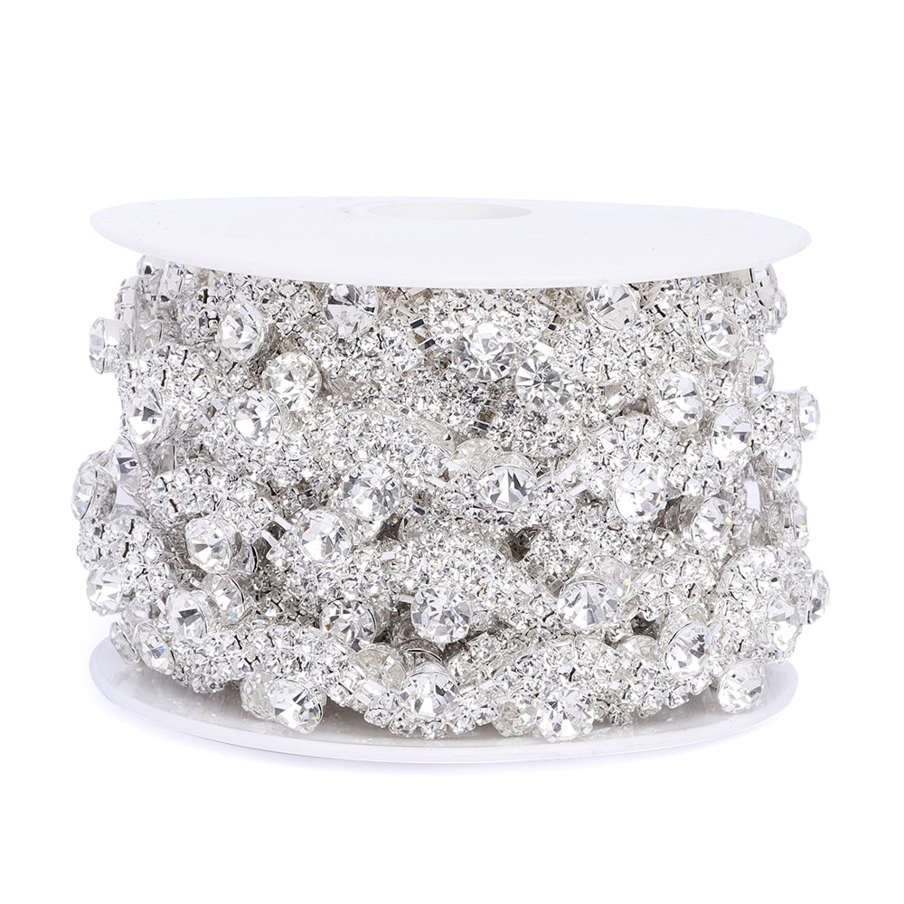 Sew-on Crystal Glass Rivoli Rhinestone Trim Chain Applique RA709 Secondary image