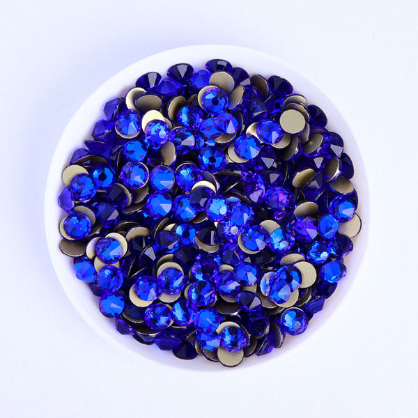 Sapphire Glass Flat Back Glue Rhinestones 16 Cut Facets WholesaleRhinestone