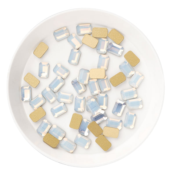 Octagon Shape White Opal Flat Back Fancy Rhinestones WholesaleRhinestone