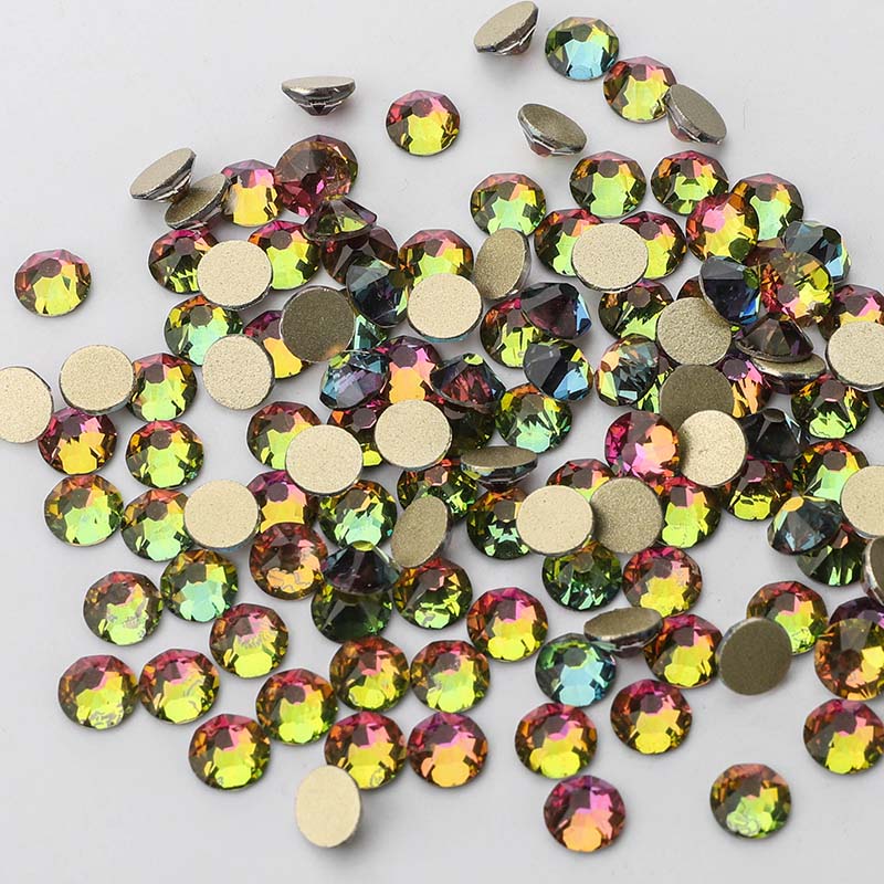 Rainbow Glass Flat Back Glue-On Rhinestones 16 Cut Facets WholesaleRhinestone