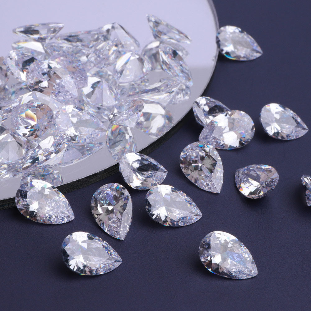 Pear Shape Pointed Back Crystal Cubic Zirconia Stones For Jewelry Restoration WholesaleRhinestone