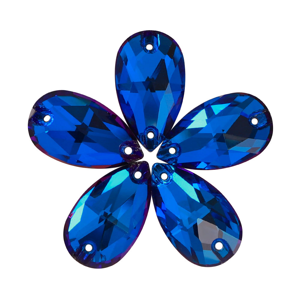 Bermuda Blue Drop Shape High Quality Glass Sew-on Rhinestones WholesaleRhinestone