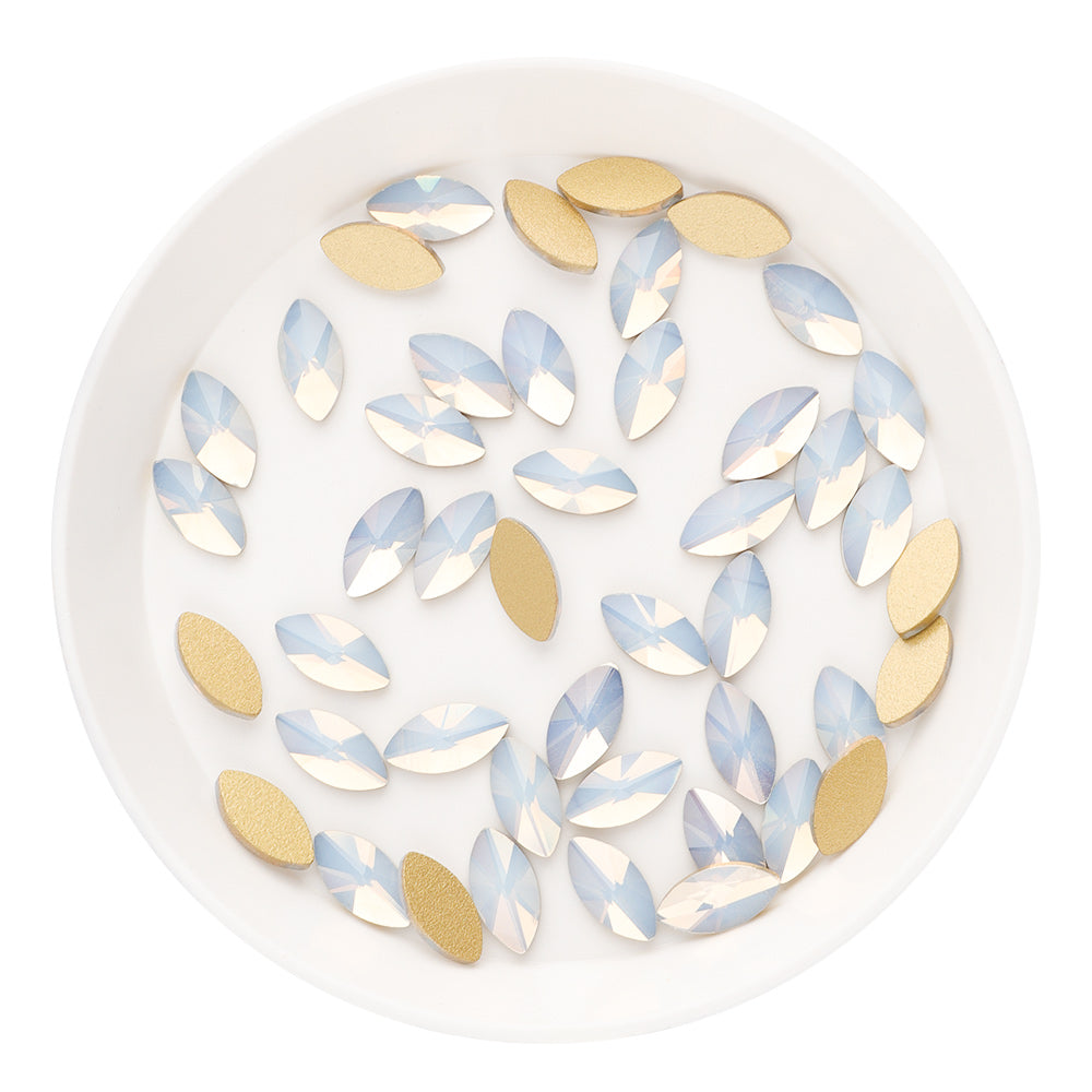 Navette Form White Opal Flat Back Fancy Rhinestones Sekundært billede