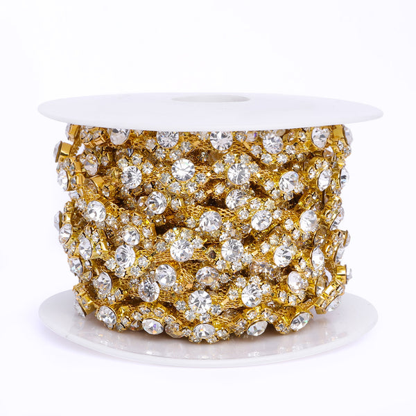 Sew-on Crystal Glass Rivoli Rhinestone Trim Chain Applique RA420 WholesaleRhinestone