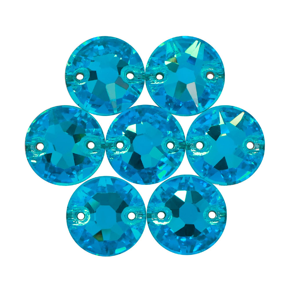 Aquamarine XIRIUS Round Shape High Quality Glass Sew-on Rhinestones WholesaleRhinestone