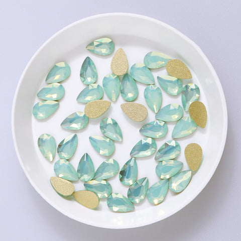 Raindrop Shape Green Opal Flat Back Fancy Rhinestones WholesaleRhinestone