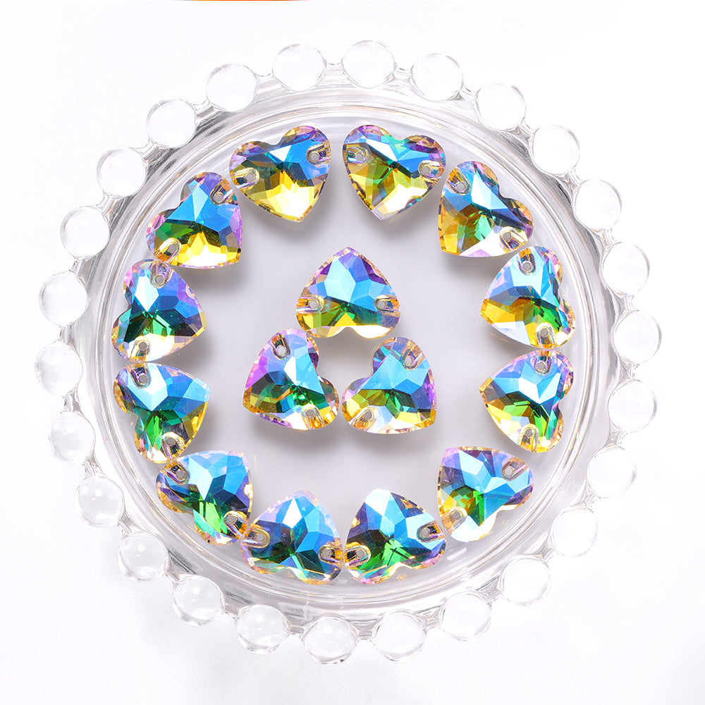 Paradise Shine Heart Shape High Quality Glass Sew-on Rhinestones