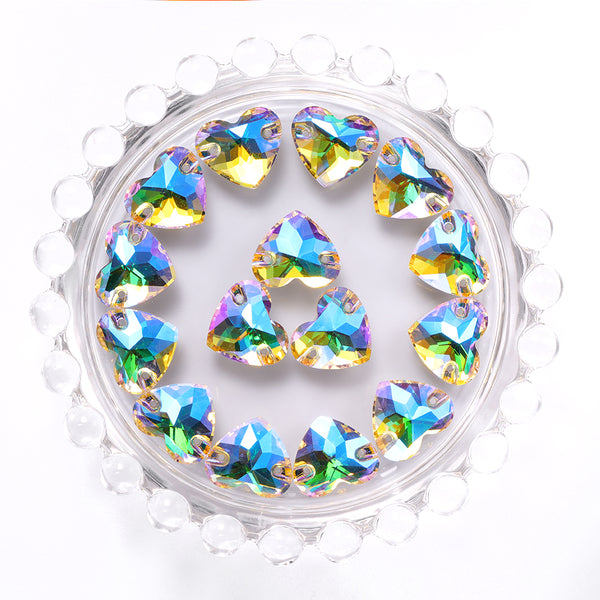 Paradise Shine Heart Shape High Quality Glass Sew-on Rhinestones WholesaleRhinestone