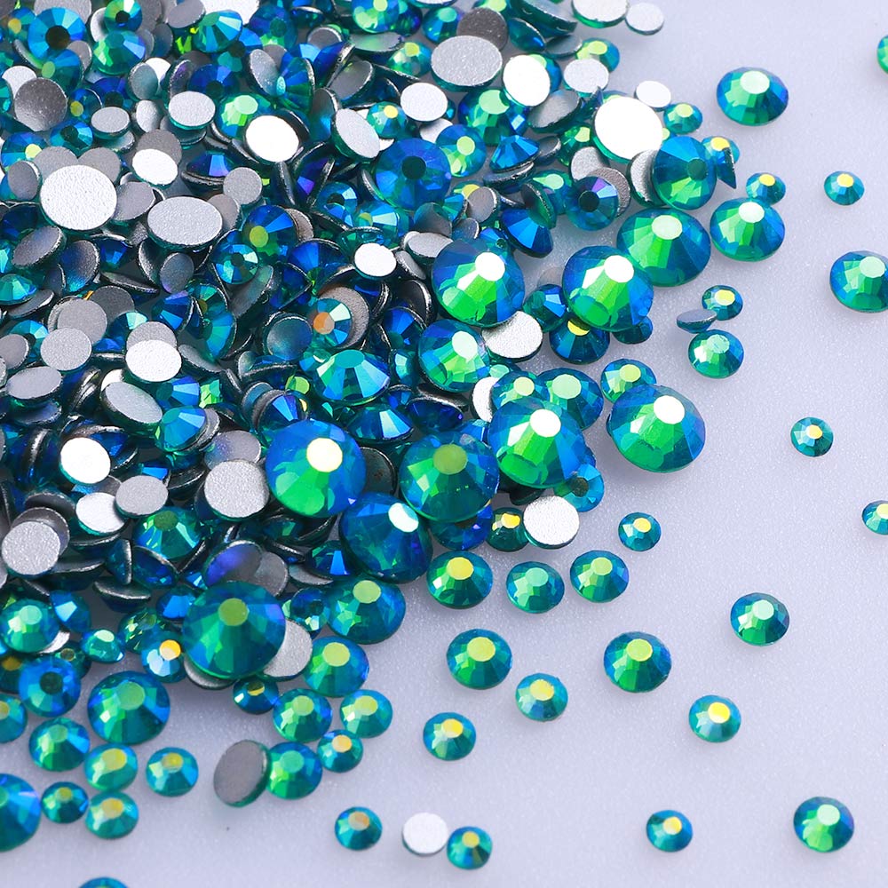 Mixed Sizes Blue Zircon AB Glass FlatBack Rhinestones For Nail Art Silver Back Secondary image