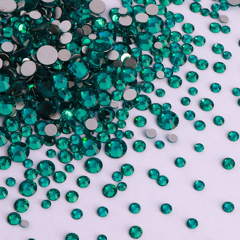 Mixed Sizes Blue Zircon  Glass FlatBack Rhinestones For Nail Art Silver Back WholesaleRhinestone