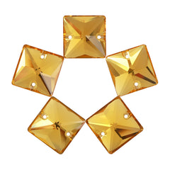 Light Topaz Square Shape High Quality Glass Sew-on Rhinestones WholesaleRhinestone