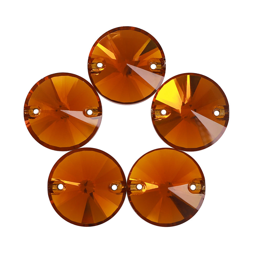 Tangerine Rivoli Shape High Quality Glass Sew-on Rhinestones WholesaleRhinestone