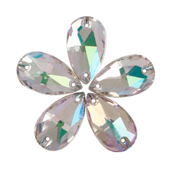 Luminous Green Drop Shape High Quality Glass Sew-on Rhinestones WholesaleRhinestone