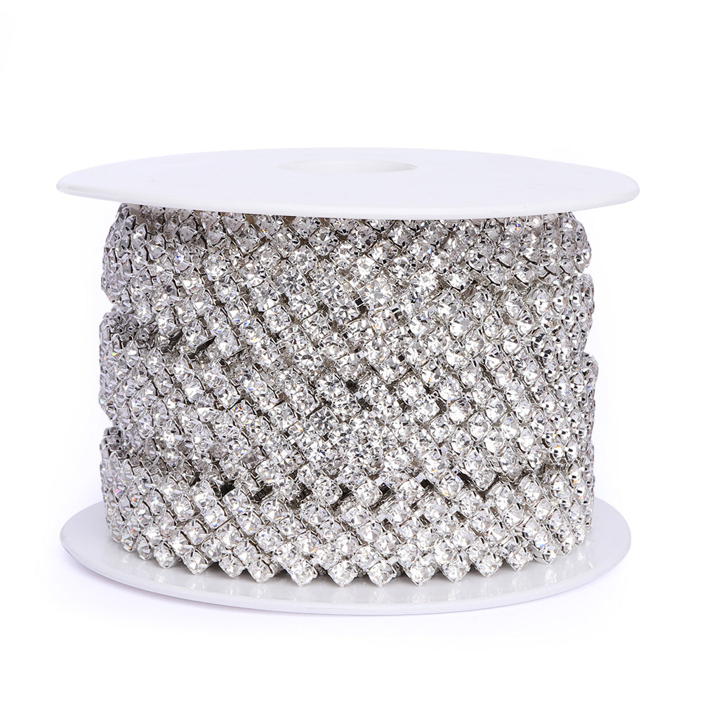 Sew-on Crystal Glass Round Rhinestone Trim Chain Applique RA1124 WholesaleRhinestone
