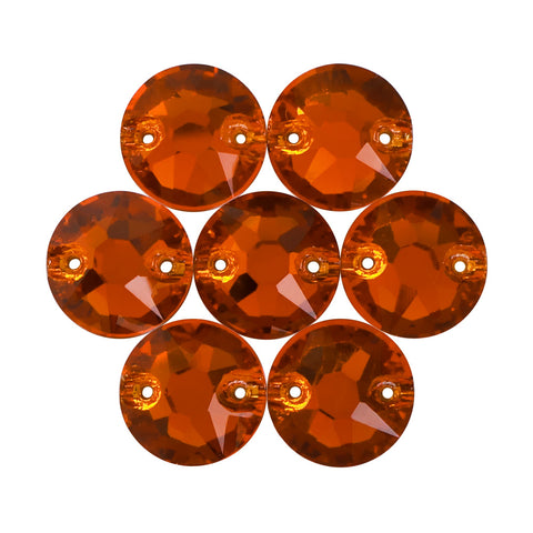 Tangerine XIRIUS Round Shape High Quality Glass Sew-on Rhinestones WholesaleRhinestone