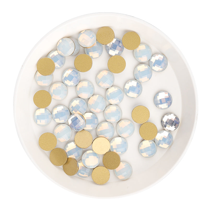 Rund form hvid opal flad ryg fancy rhinestones Sekundært billede