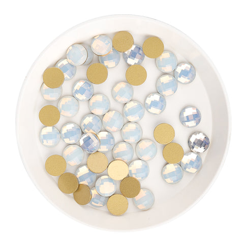 Round Shape White Opal Flat Back Fancy Rhinestones WholesaleRhinestone