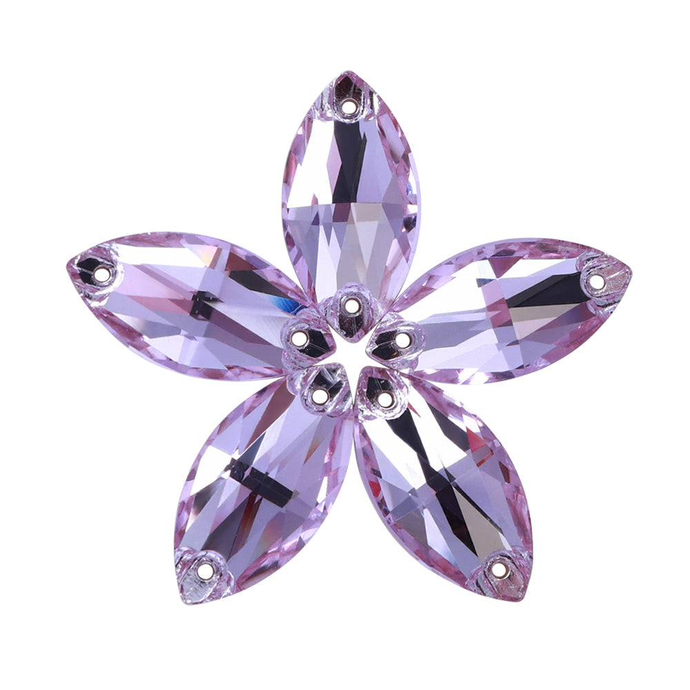 Violet Navette Shape High Quality Glass Sew-on Rhinestones WholesaleRhinestone