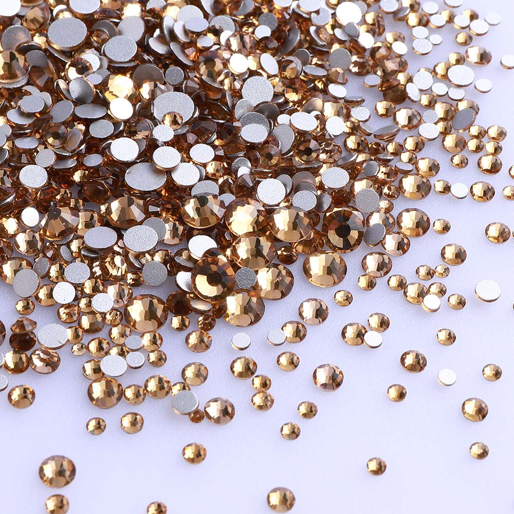 Dimensioni miste chiaro Colorado topazio vetro flatback strass per back art per nail art Immagine secondaria del prodotto