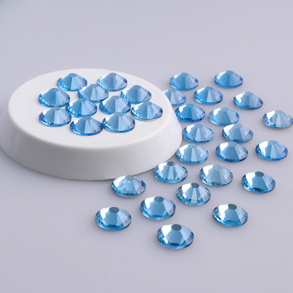 Light Blue Glass FlatBack Rhinestones Silver Back WholesaleRhinestone