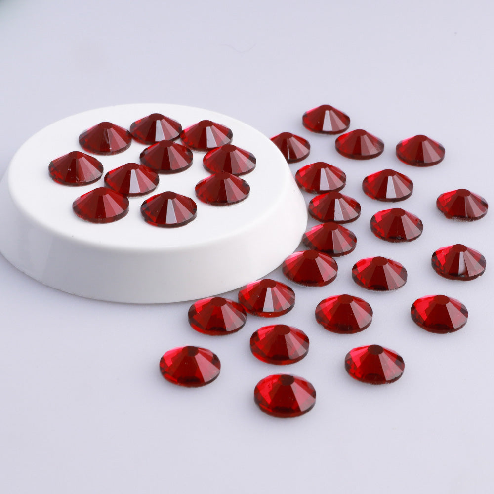 Dark Red Glass FlatBack Rhinestones, Silver Back, SS30(6.4MM